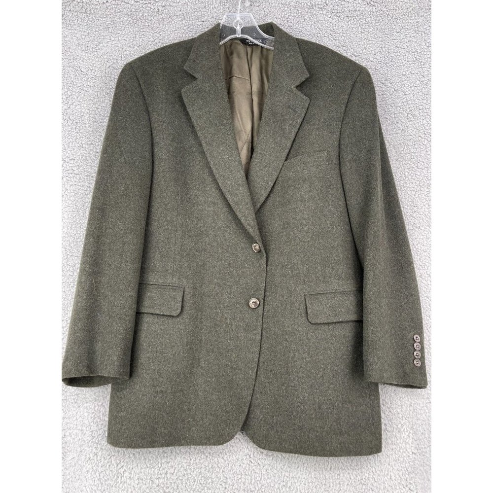 Jos A Bank Mens 44S Camel Hair Blazer Olive Green 2 Button Single Vent